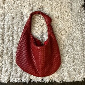 Bridgette woven slouchy knot red bag